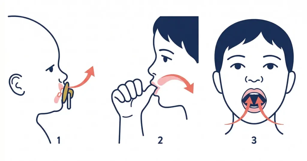 Ssanie smoczka, ssanie kciuka, oddychanie przez usta